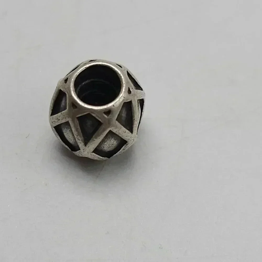 Sterling Silver Pandora Harlequin Criss Cross Charm Bead 1/2